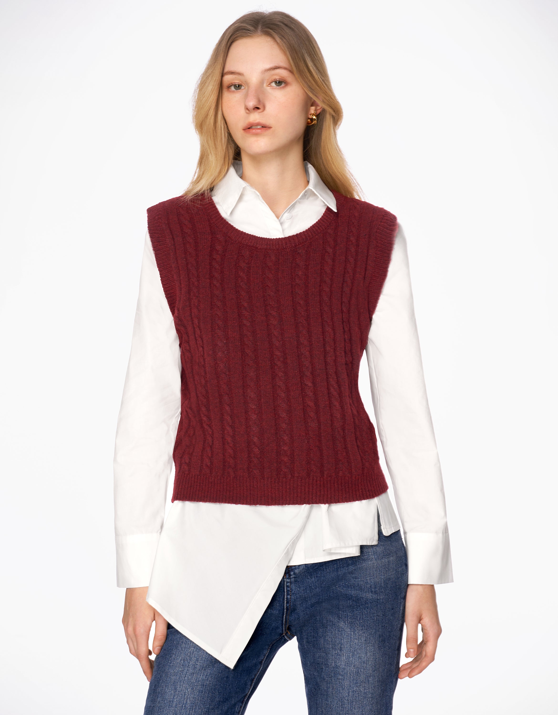 Wide Shoulder Knit Top