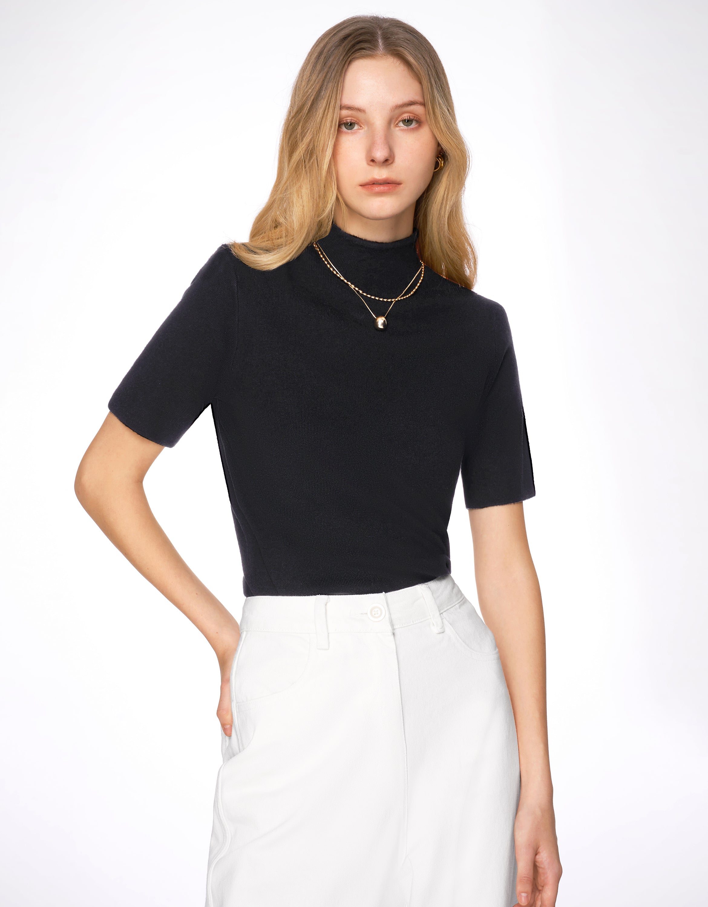 Turtleneck Short Sleeve Top