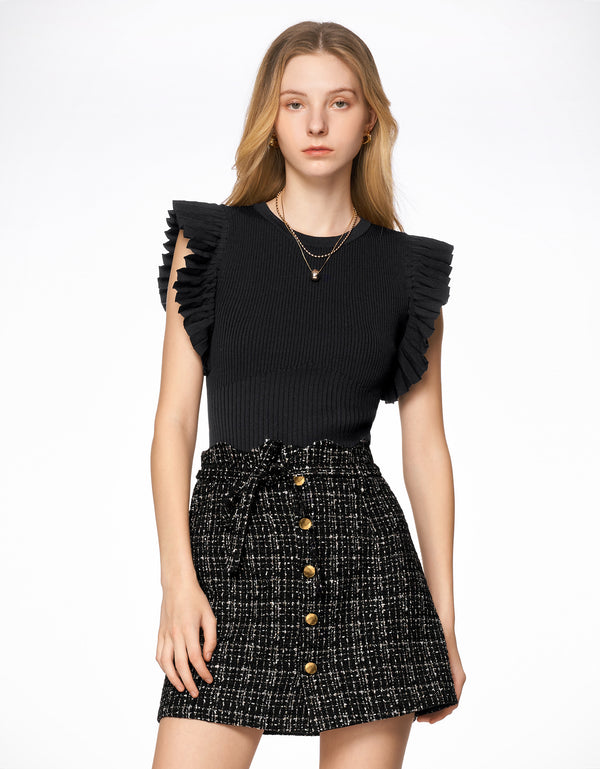 Ruffle Trim Knit Top