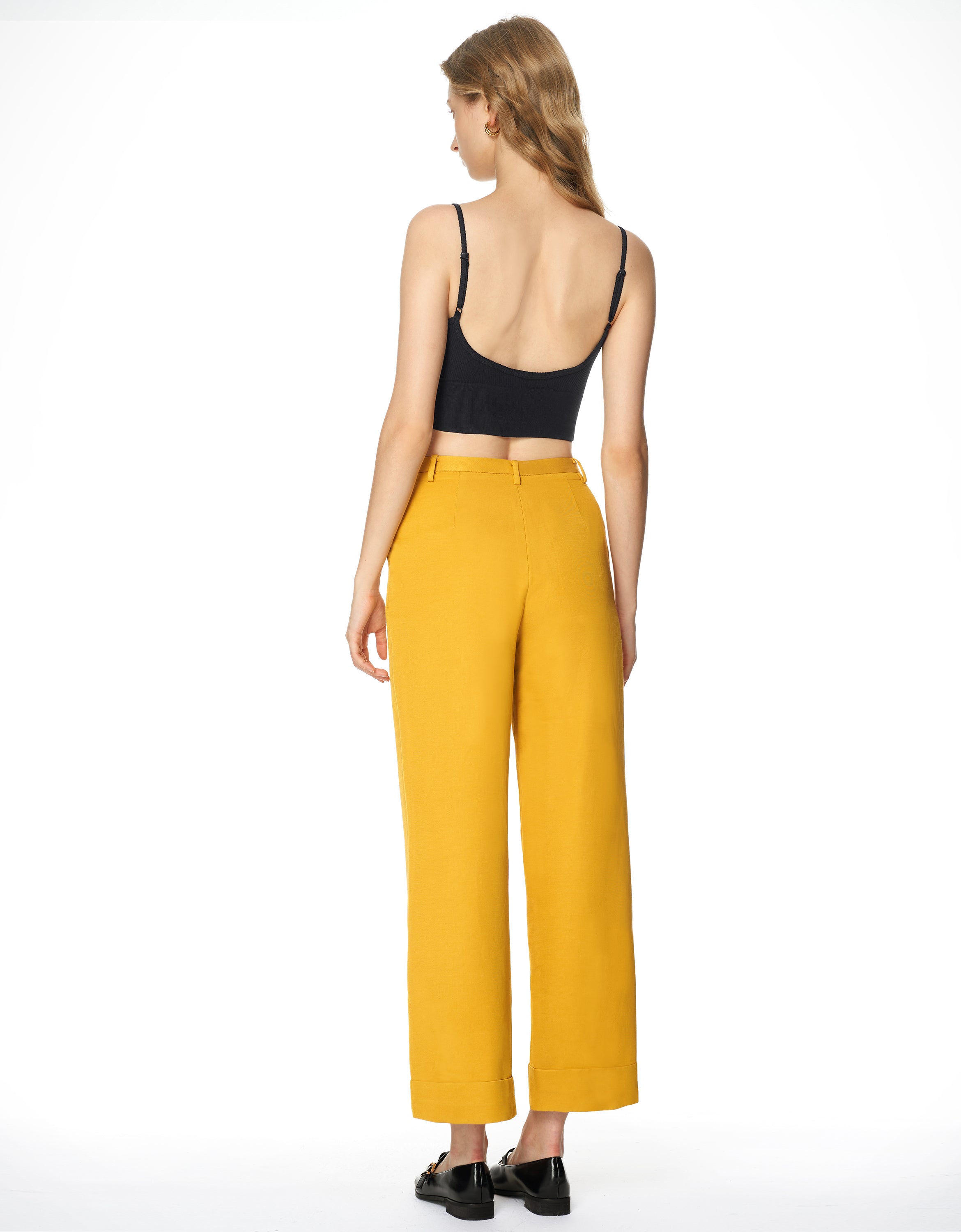 Wide Leg Roll Cuff Pants