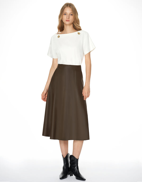 Faux Leather Midi Skirt