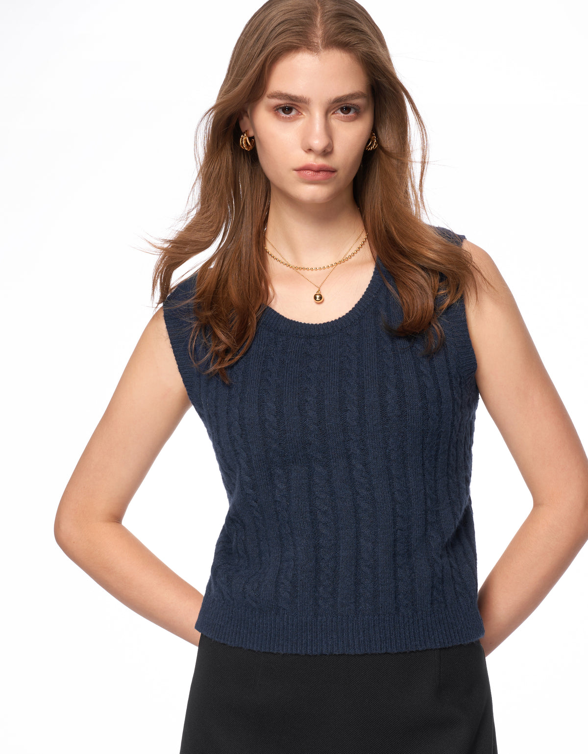 Wide Shoulder Knit Top