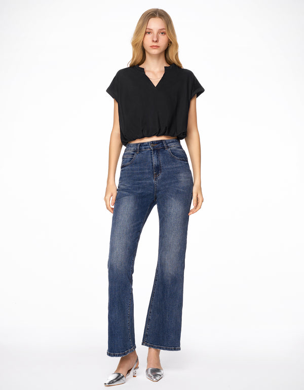 V Neck Cap Sleeve Top