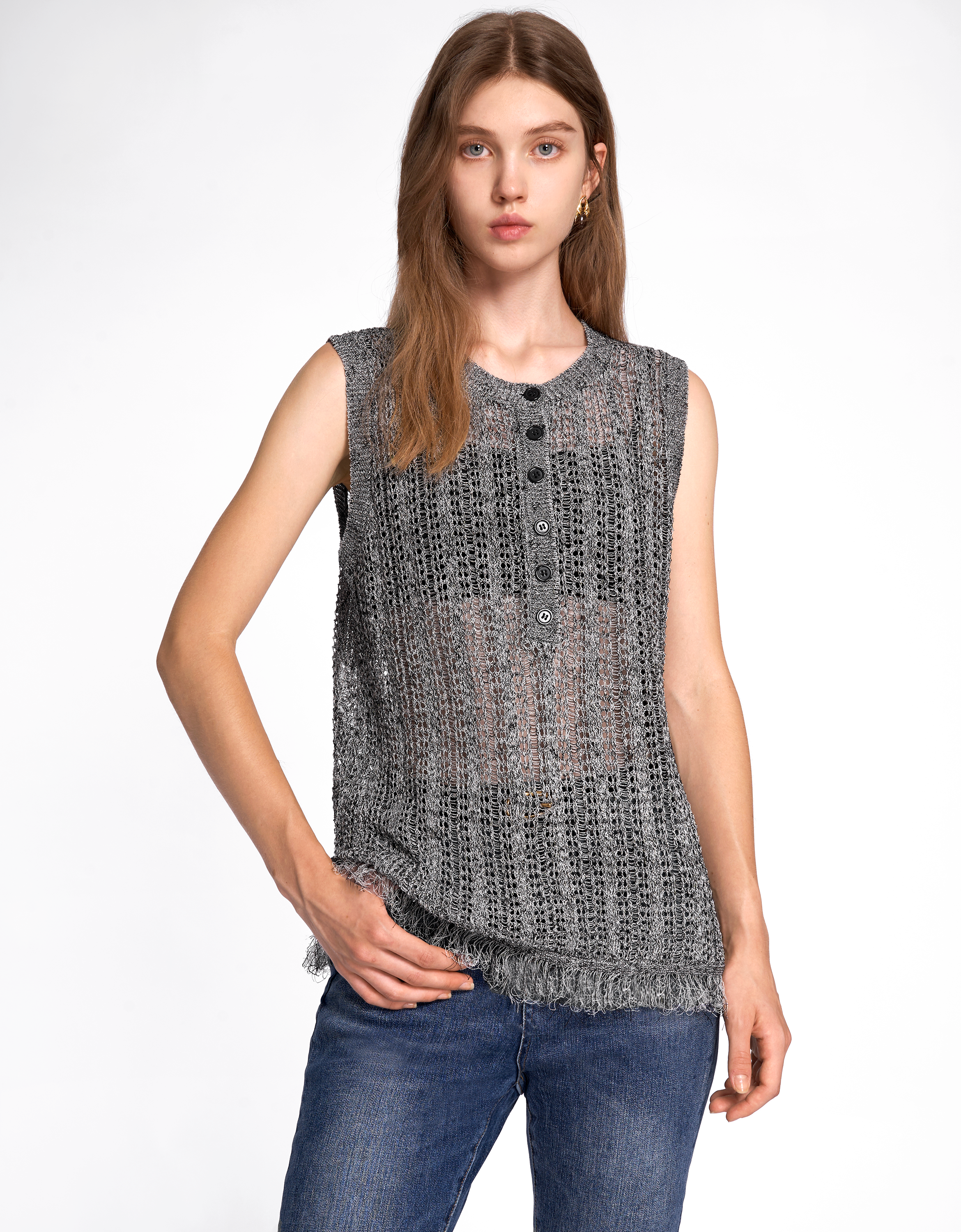 Fringe Hem Knit Top