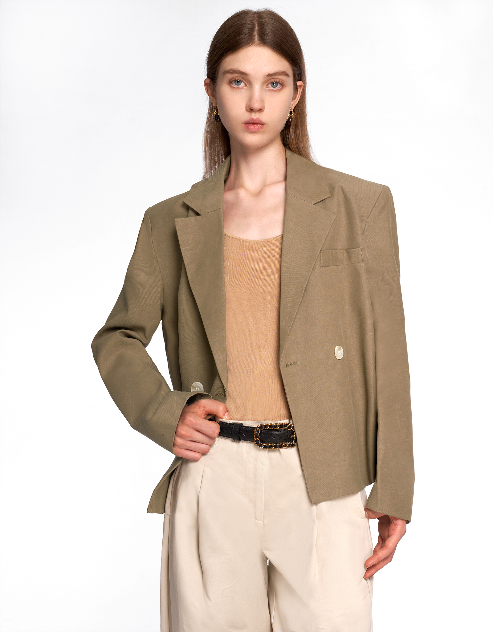 【関税&送料込】Golden  Light Brown Double-Breasted Jac Amazon.co.jp: Women Suit Jacket Brown Blazer Women Suit