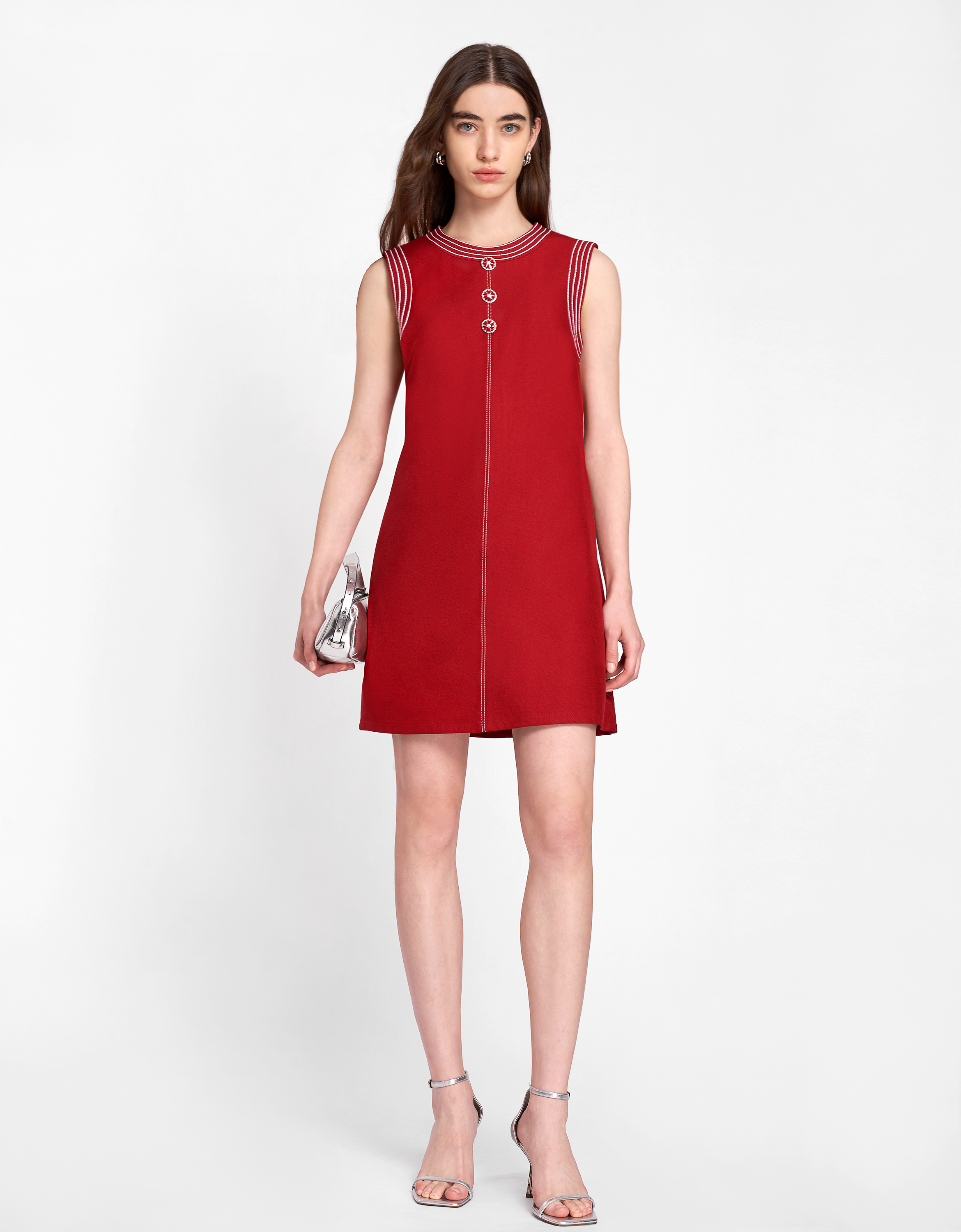 【SaturdayClub】Contrast Stitching Sleeveless Dress Contrast Stitching Sleeveless Dress – SaturdayClub Hong Kong