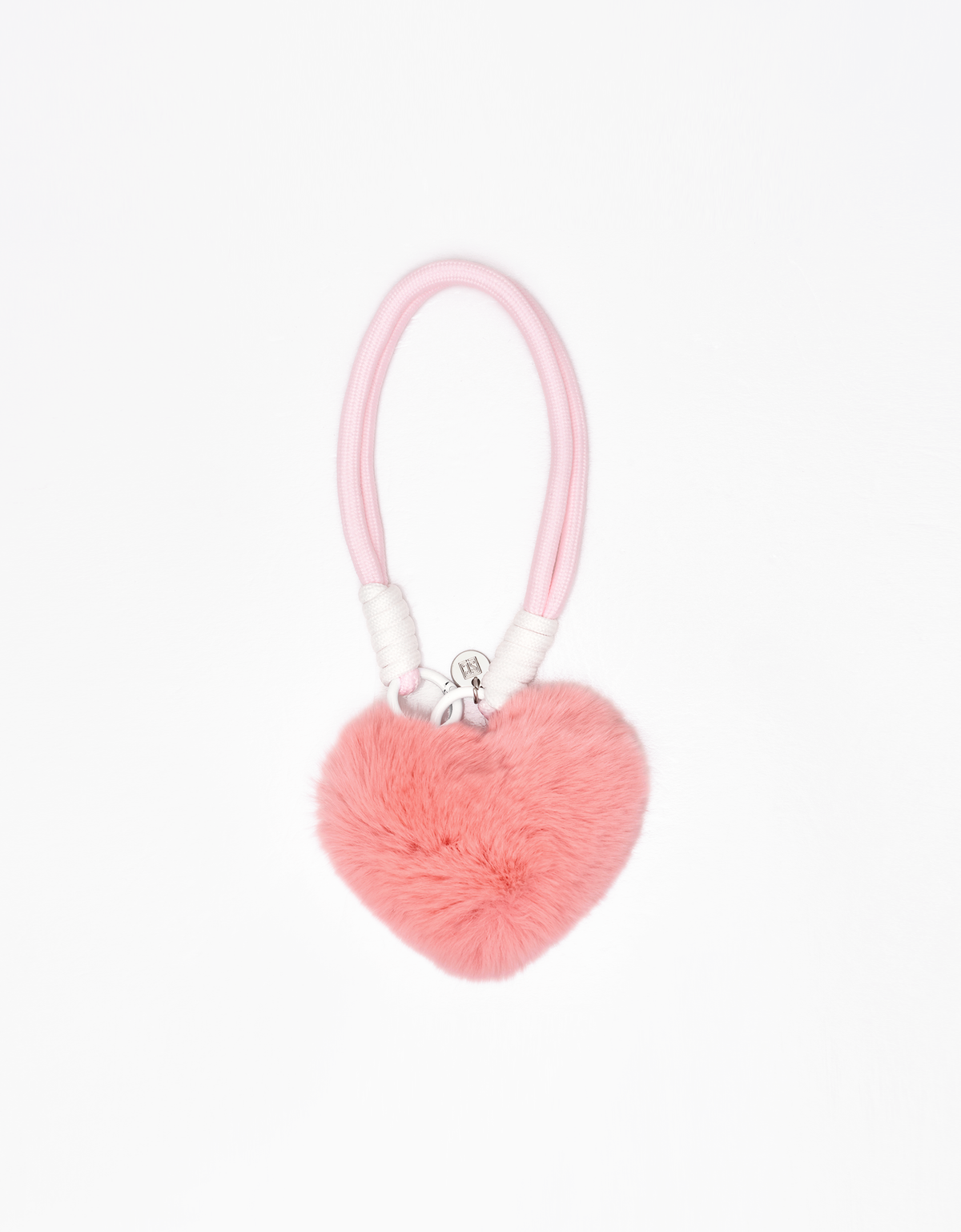 Rabbit Fur Pom-Pom Heart Rope Charm Set