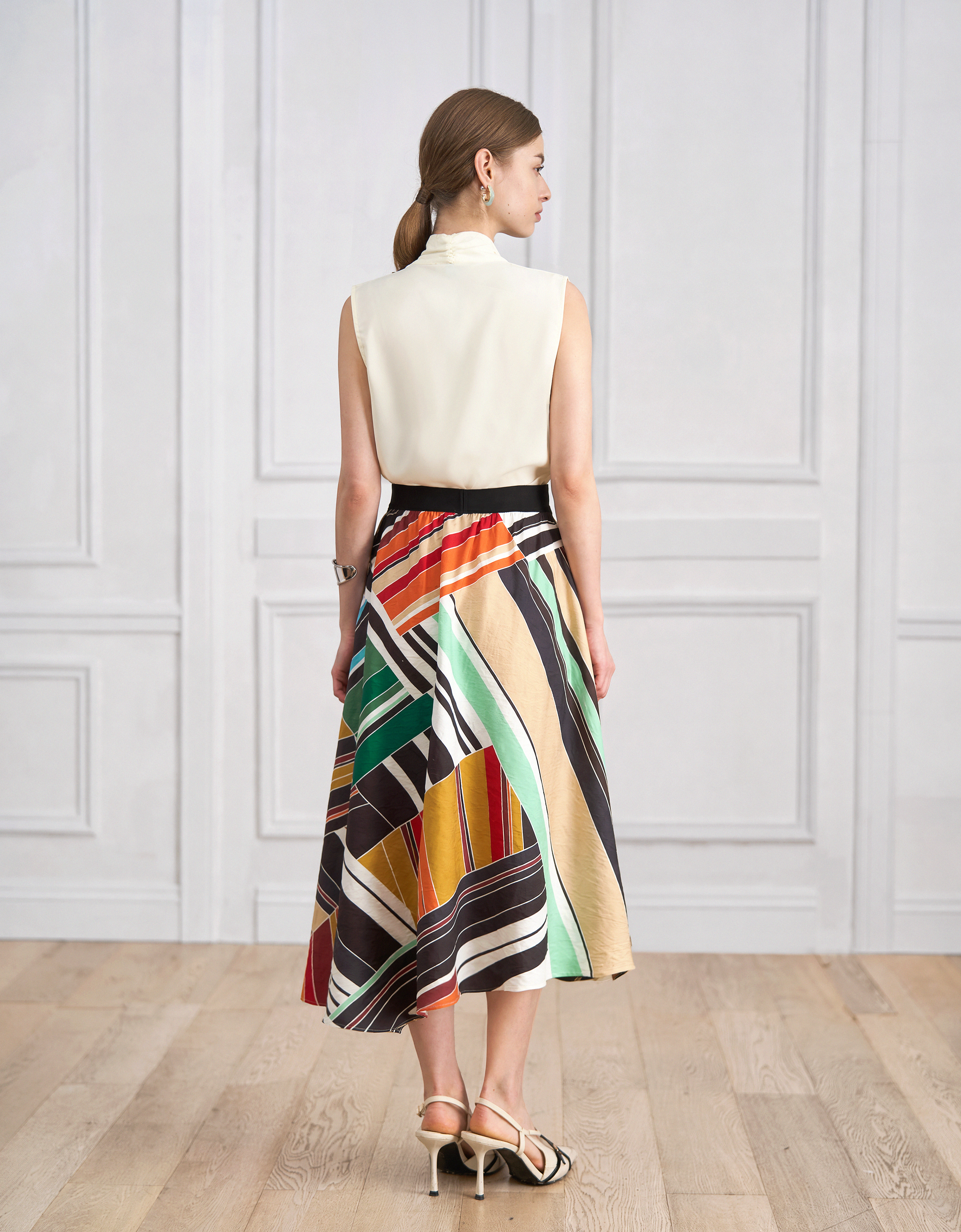 multicolor stripe print(a30683)