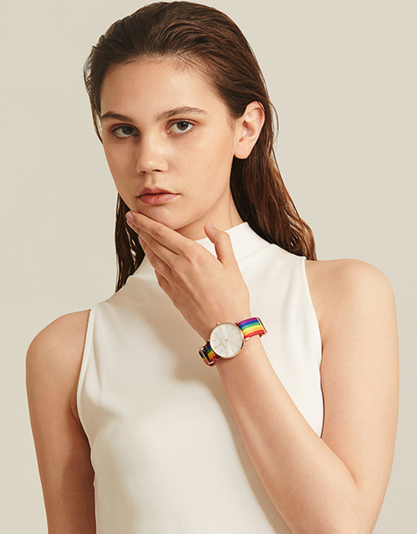 BLACK BY BLUE BRAVE Love Wins 40mm Rose Gold Case Nylon Strap Watch