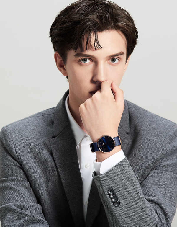 BLACK BY BLUE BRAVE Classic 40mm Rose Gold Case Nylon Strap Watch