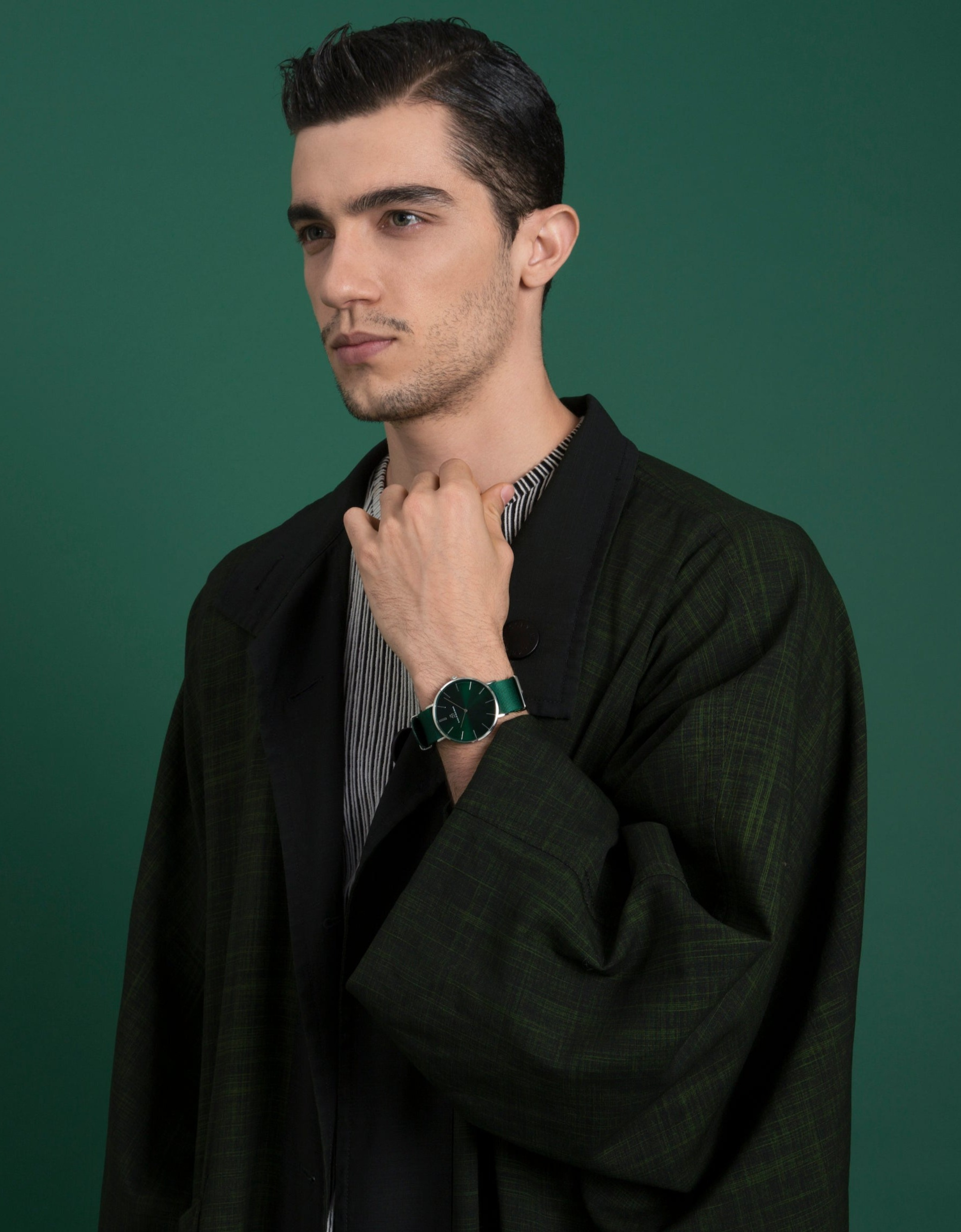 BLACK BY BLUE BRAVE Classic 40mm Silver Case Nylon Strap Watch