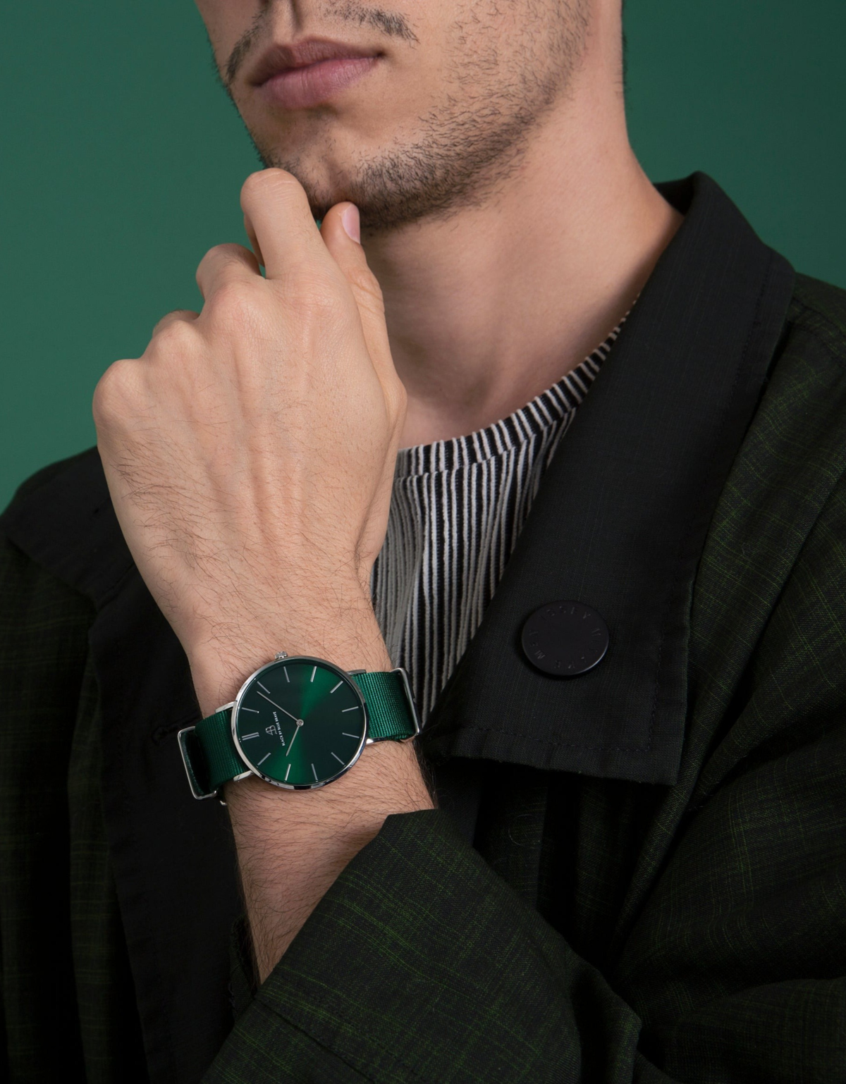 BLACK BY BLUE BRAVE Classic 40mm Silver Case Nylon Strap Watch